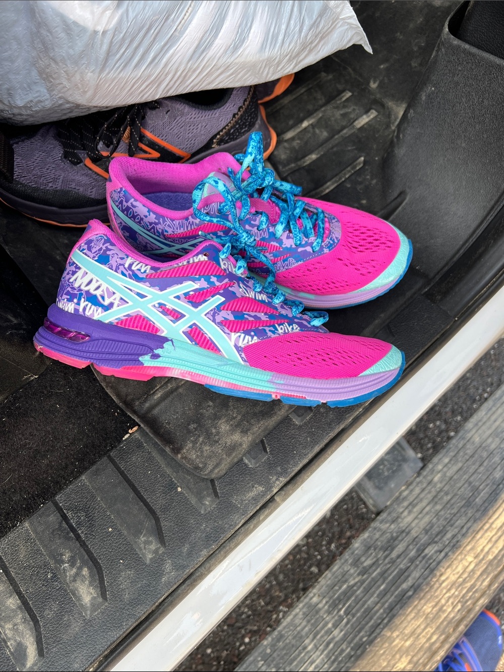 Asics Women's Running Shoes - Hot Pink, Teal & Purple - Picture 2 of 3